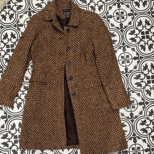 New York & Company Brown Houndstooth Trench Coat